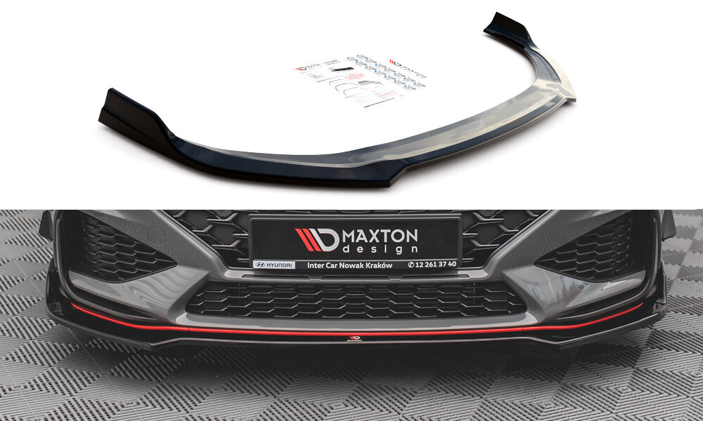 Cup Spoilerlippe Front Ansatz V.3 für Hyundai I30 N / I30 N-Line Hatchback/Fastback Mk3 Facelift schwarz Hochglanz