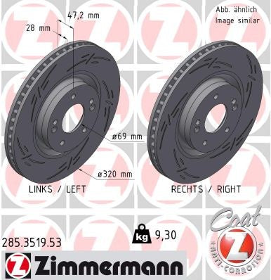 Bremsenset Zimmermann Glatt/Geschlitzt + Bremsbeläge  - Kia Ceed / ProCeed GT