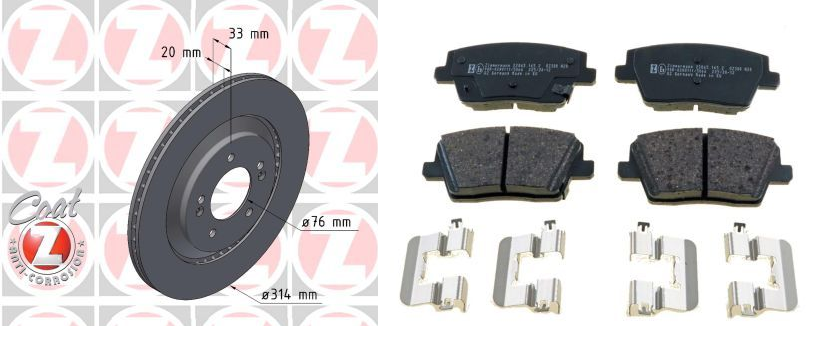 Bremsenset Hinterachse Zimmermann Bremsscheiben und Beläge - Hyundai i30N VFL & FL / Kona N