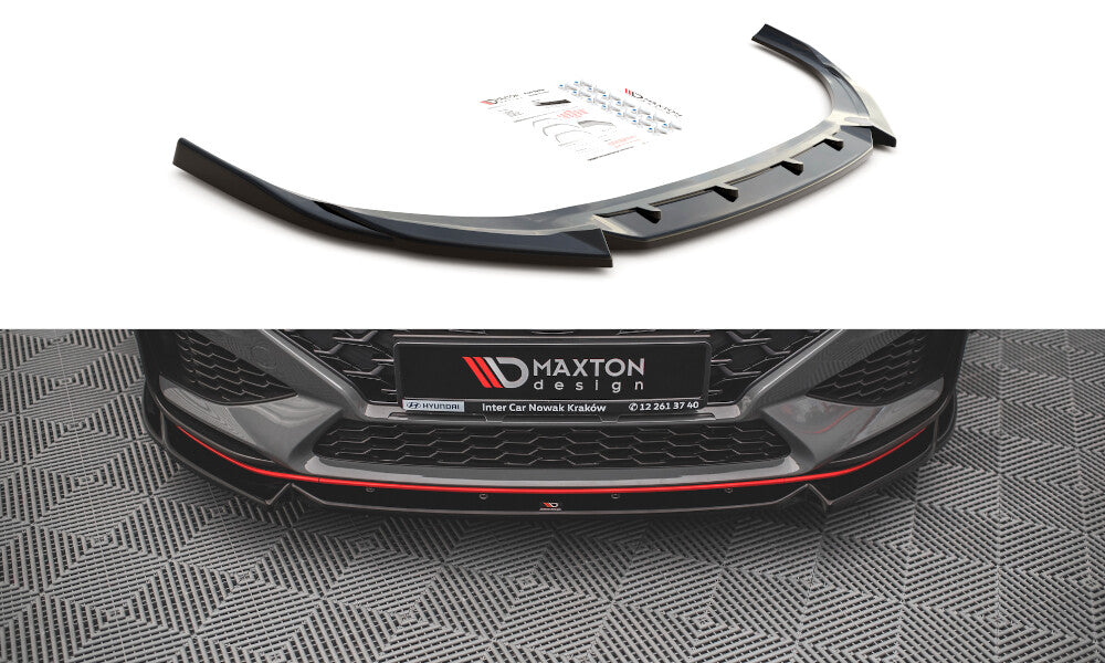 Cup Spoilerlippe Front Ansatz V.2 für Hyundai I30 N / I30 N-Line Hatchback/Fastback Mk3 Facelift schwarz Hochglanz