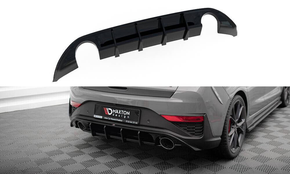 Heck Ansatz Diffusor für Hyundai I30 N Hatchback Mk3 Facelift schwarz Hochglanz
