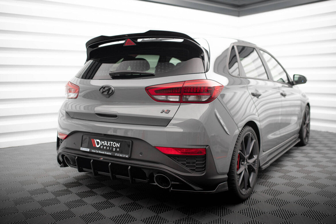 Heck Ansatz Flaps Diffusor V.6 für Hyundai I30 N Hatchback Mk3 Facelift schwarz Hochglanz