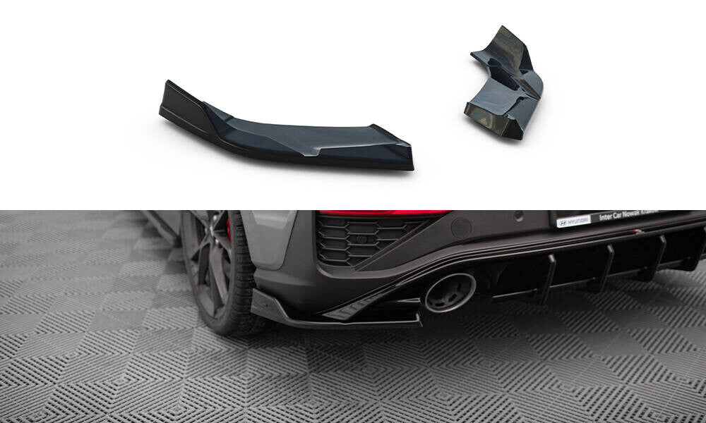 Heck Ansatz Flaps Diffusor V.6 für Hyundai I30 N Hatchback Mk3 Facelift schwarz Hochglanz