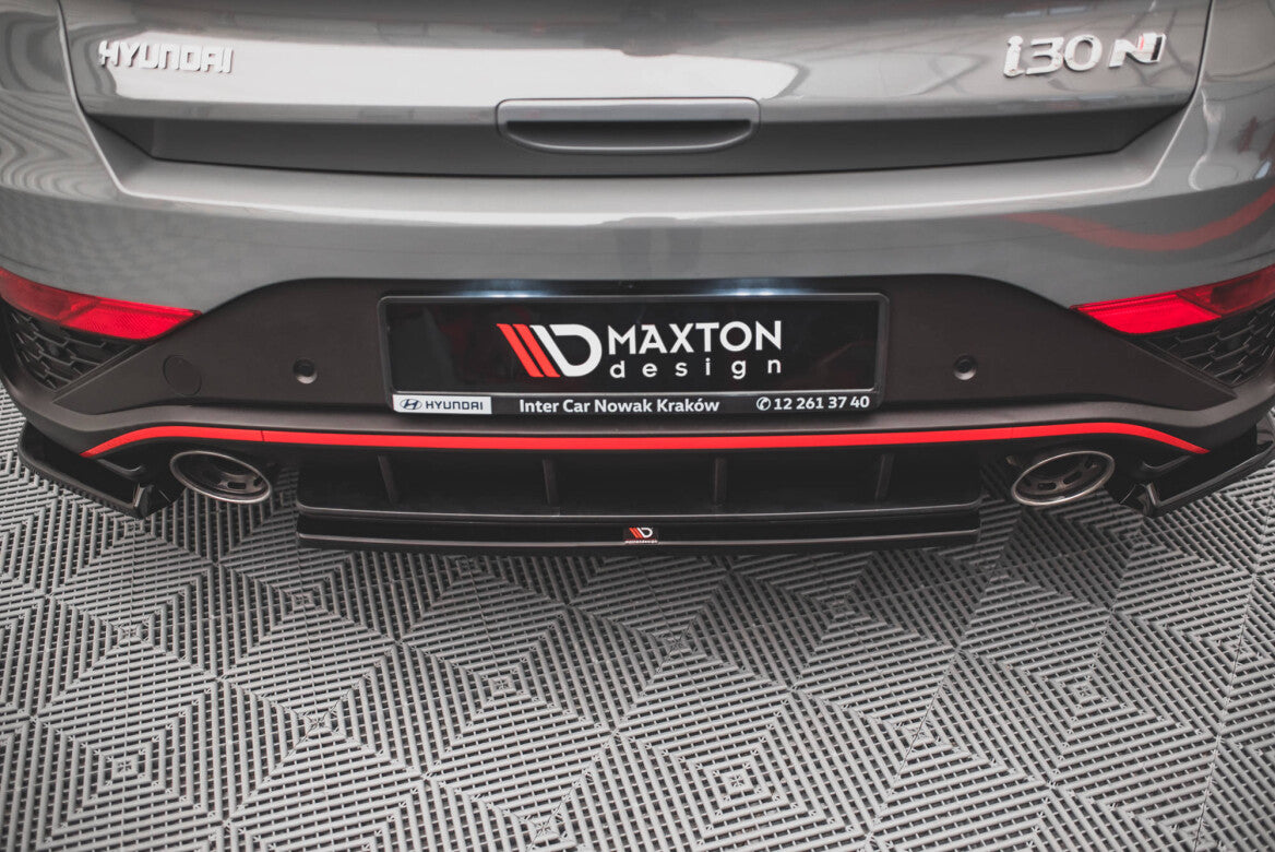 Mittlerer Cup Diffusor Heck Ansatz für Hyundai I30 N Hatchback Mk3 Facelift schwarz Hochglanz