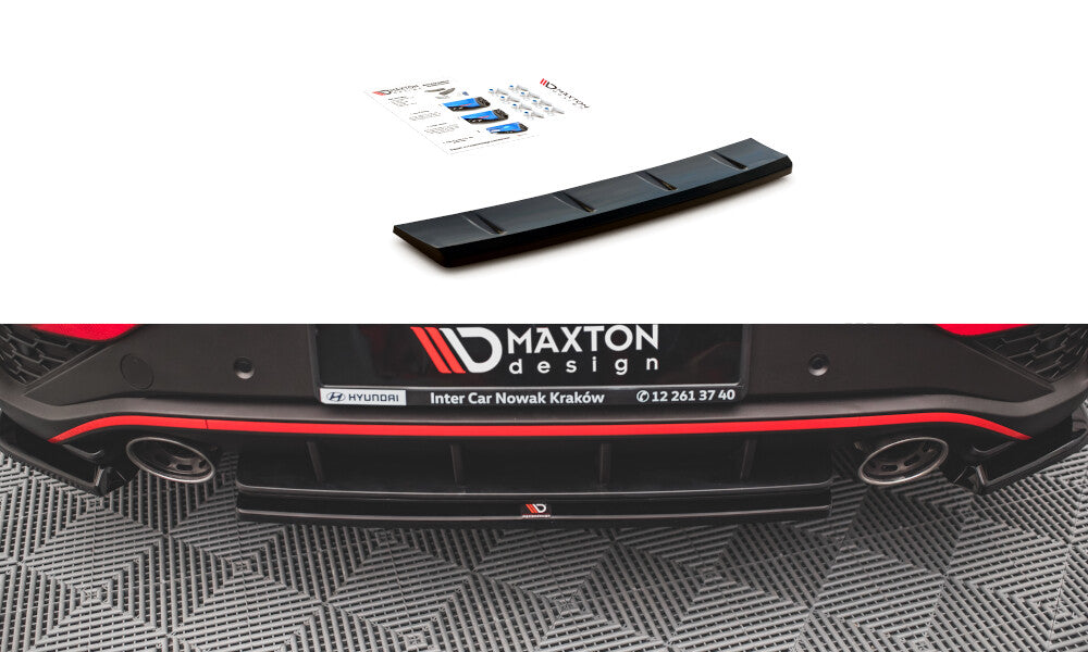 Mittlerer Cup Diffusor Heck Ansatz für Hyundai I30 N Hatchback Mk3 Facelift schwarz Hochglanz