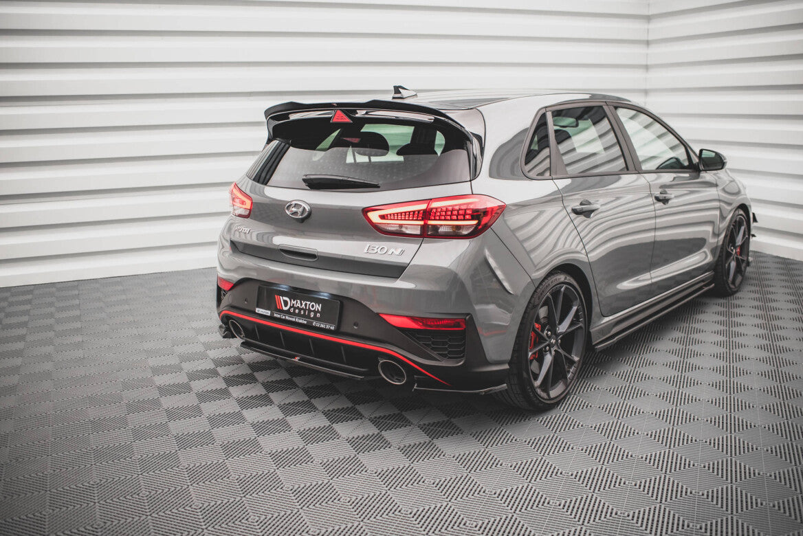 Mittlerer Cup Diffusor Heck Ansatz für Hyundai I30 N Hatchback Mk3 Facelift schwarz Hochglanz